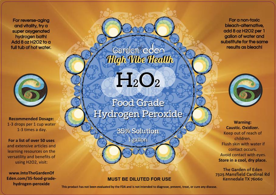 35% Food Grade Hydrogen Peroxide label High Vibe Health from The Garden of Eden