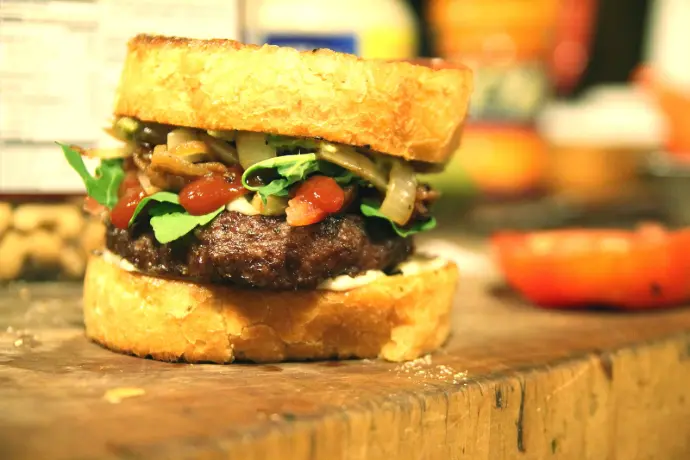 Caramelized Onion Burger on Sourdough